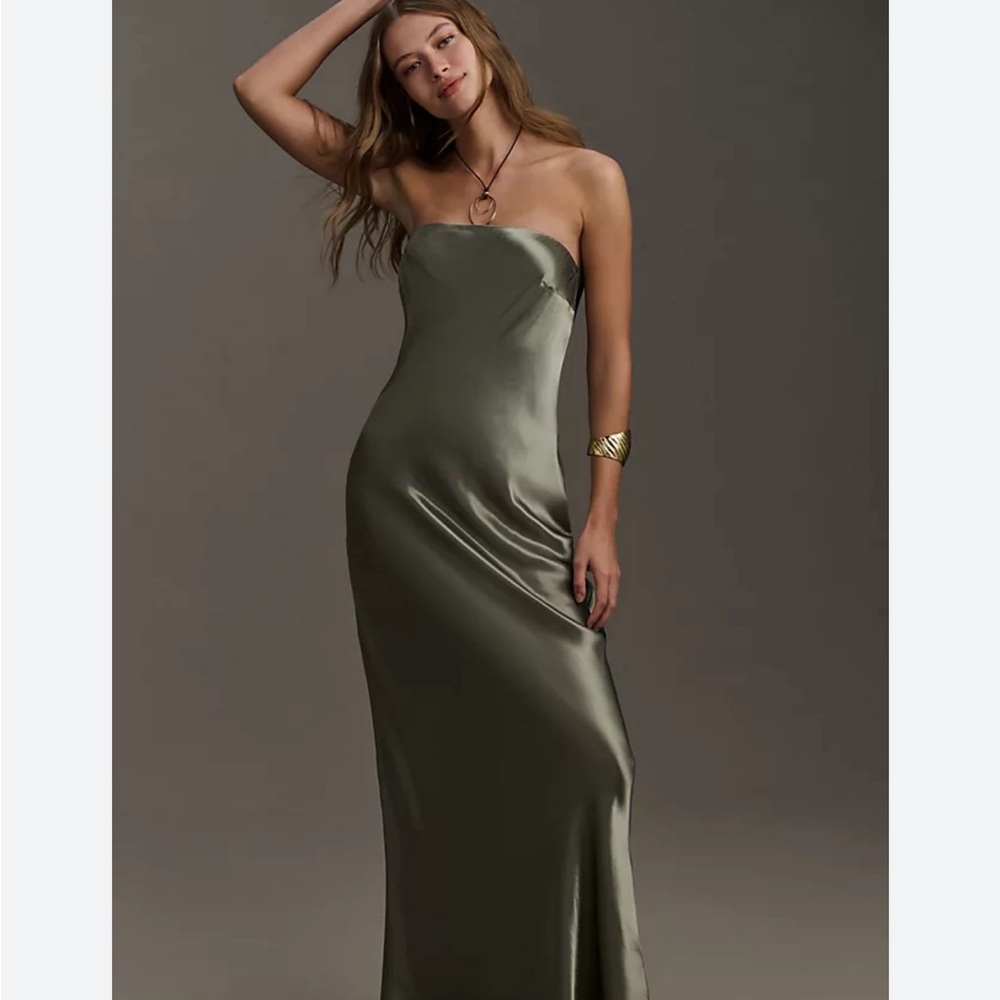 Fleur Strapless Satin Maxi Dress